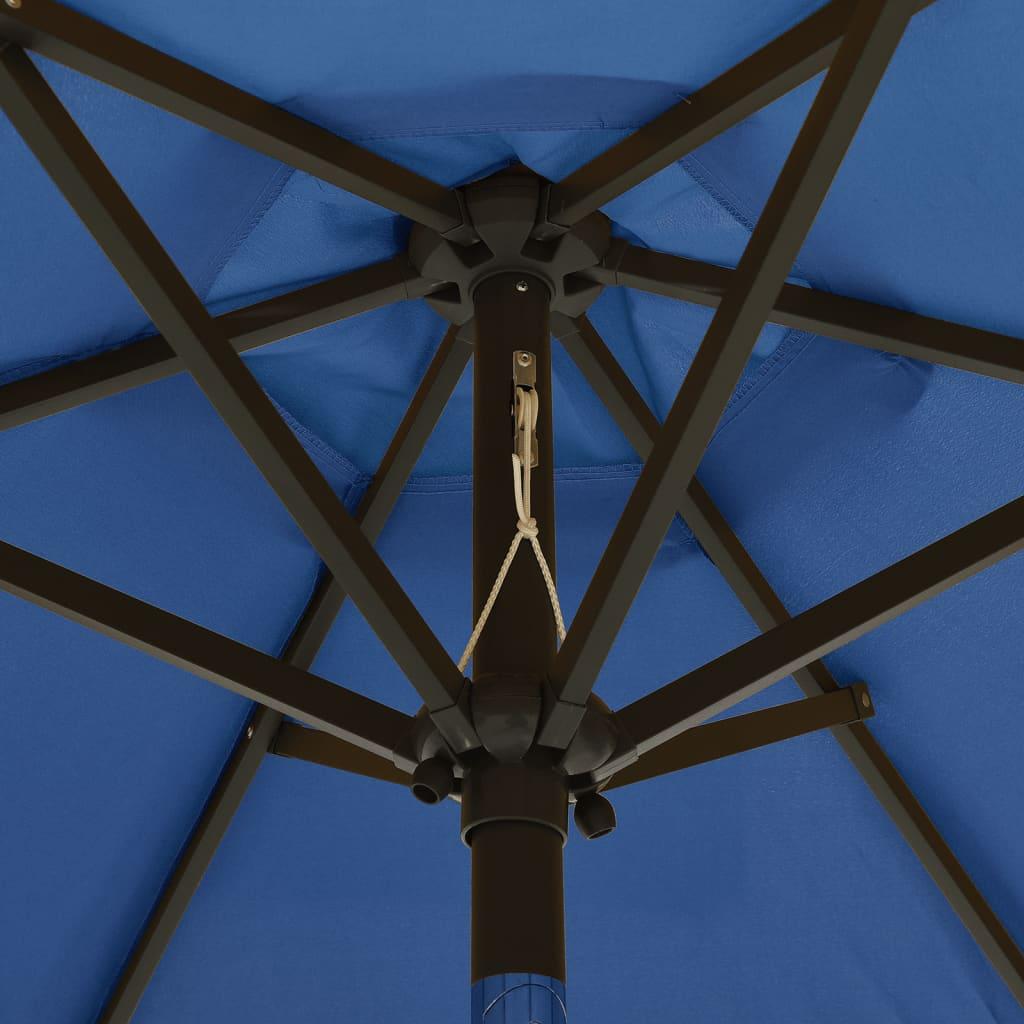 Garden Parasol with LED Lights Azure Blue 200x211 cm Aluminium