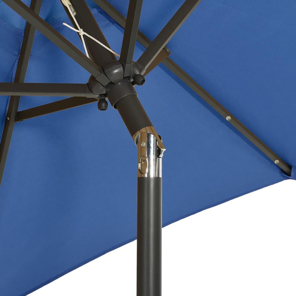 Garden Parasol with LED Lights Azure Blue 200x211 cm Aluminium