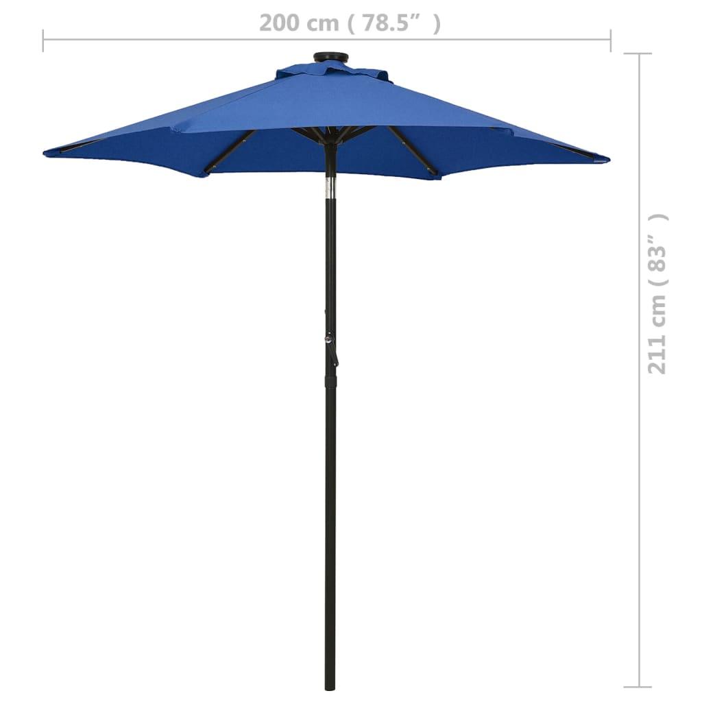 Garden Parasol with LED Lights Azure Blue 200x211 cm Aluminium