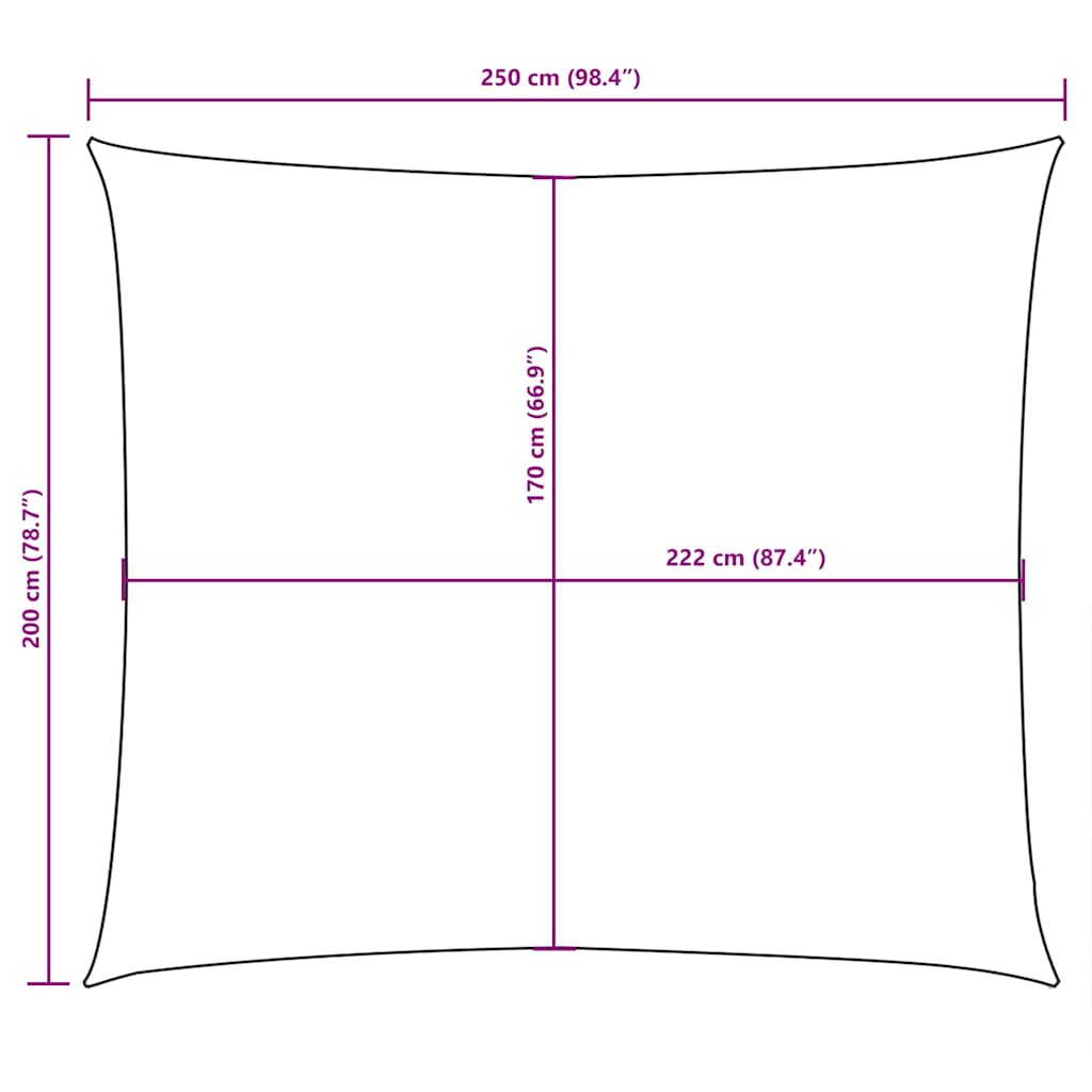 Sunshade Sail Oxford Fabric Rectangular 2x2.5 m Cream