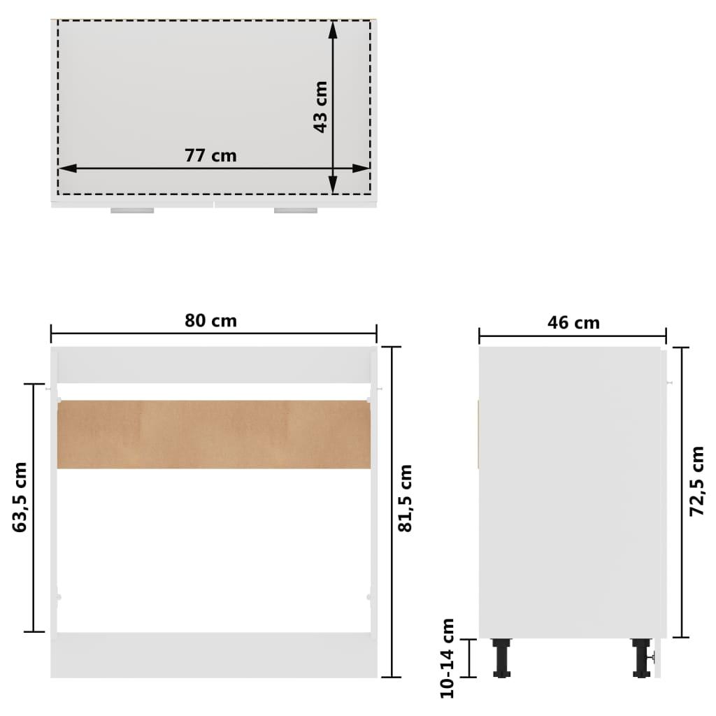 Sink Bottom Cabinet Lyon White 80x46x81.5 cm Engineered Wood