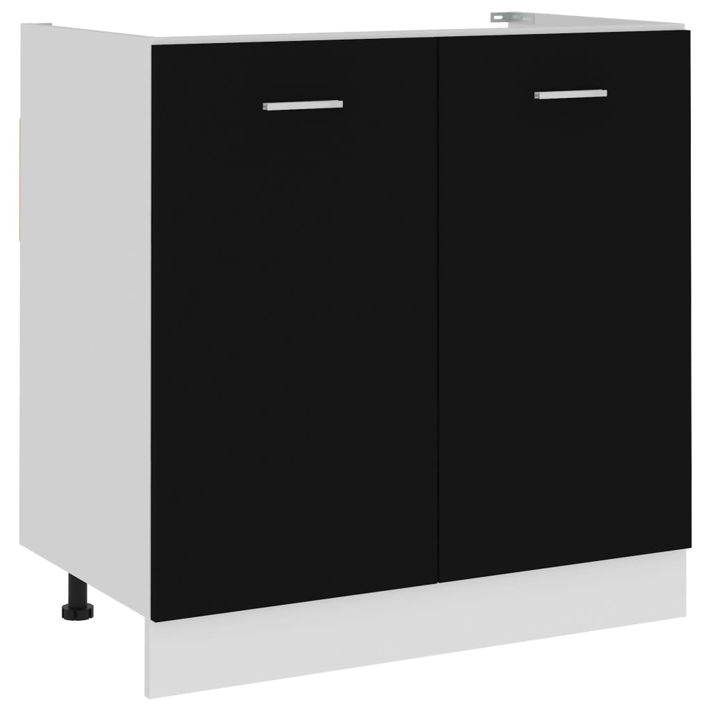 Sink Bottom Cabinet Black 80x46x81.5 cm Engineered Wood