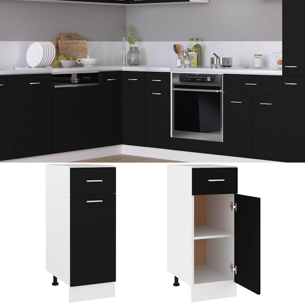 Drawer Bottom Cabinet Lyon Black 30x46x81.5 cm Engineered Wood