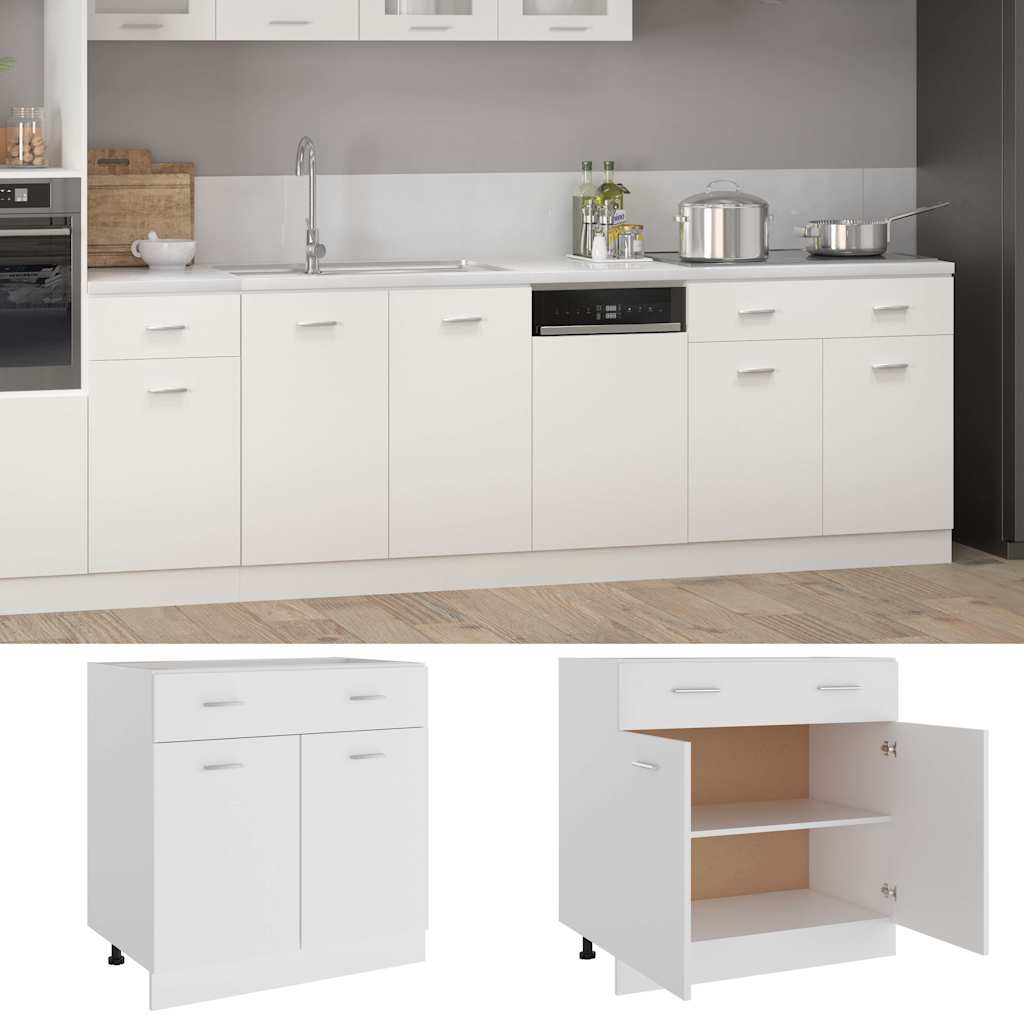 Drawer Bottom Cabinet Lyon White 80x46x81.5 cm Engineered Wood