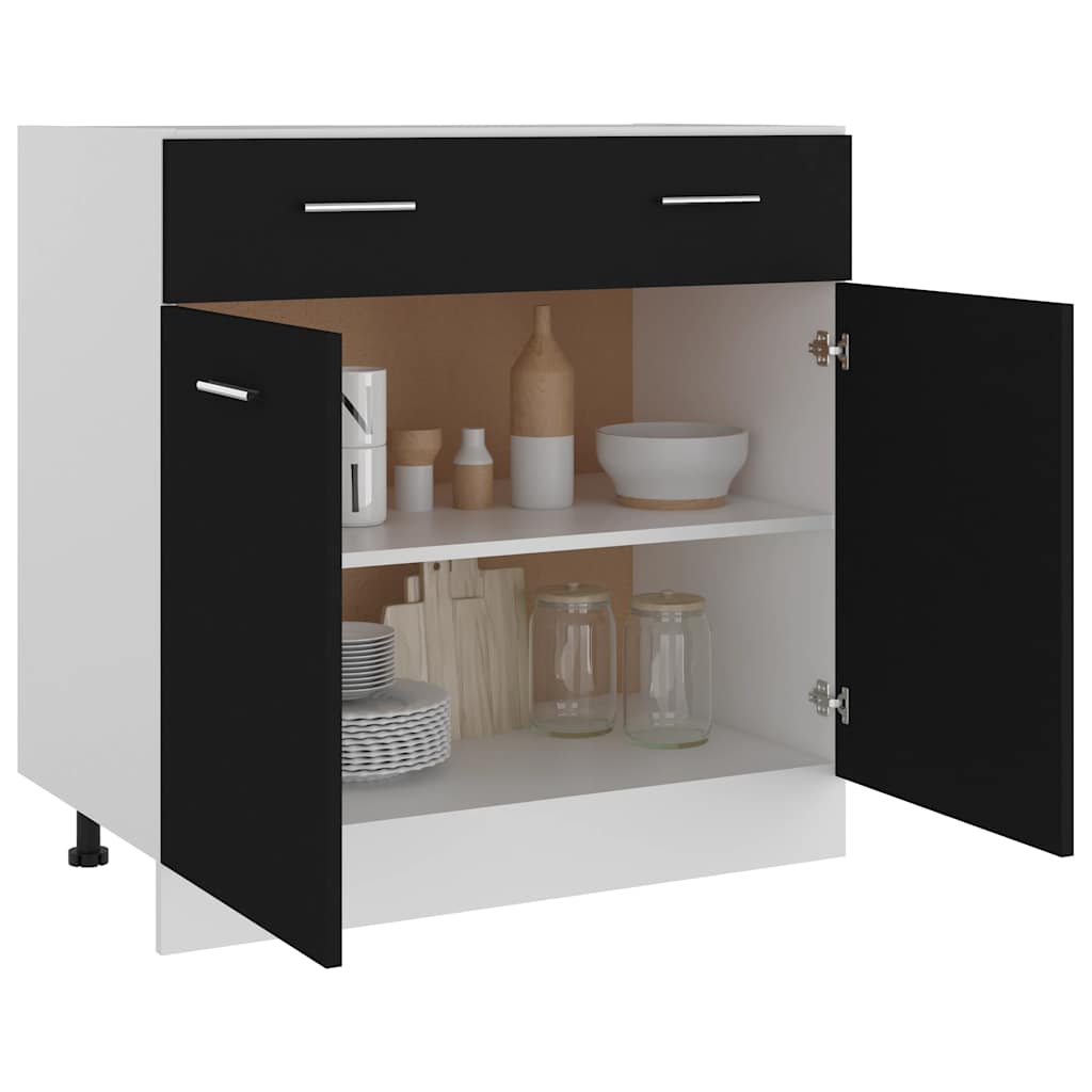 Drawer Bottom Cabinet Lyon Black 80x46x81.5 cm Engineered Wood
