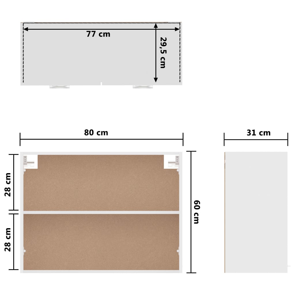 Hanging Cabinet Lyon White 80x31x60 cm Engineered Wood