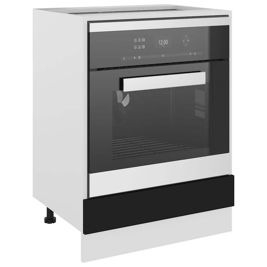 Oven Cabinet Lyon Black 60x46x81.5 cm Engineered Wood