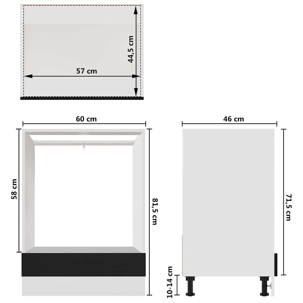 Oven Cabinet Lyon Black 60x46x81.5 cm Engineered Wood