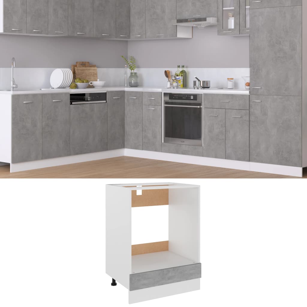 Oven Cabinet Lyon Concrete Grey 60x46x81.5 cm Engineered Wood