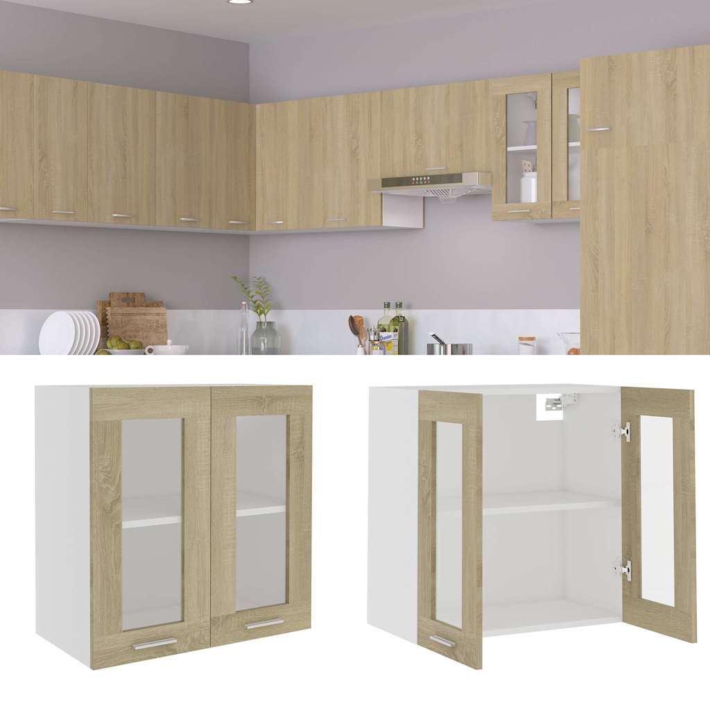 Hanging Glass Cabinet "Lyon" Sonoma Oak 60x31x60 cm