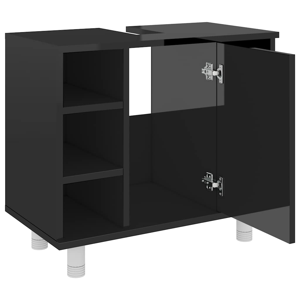 Bathroom Cabinet High Gloss Black 60x32x53.5 cm Engineered Wood