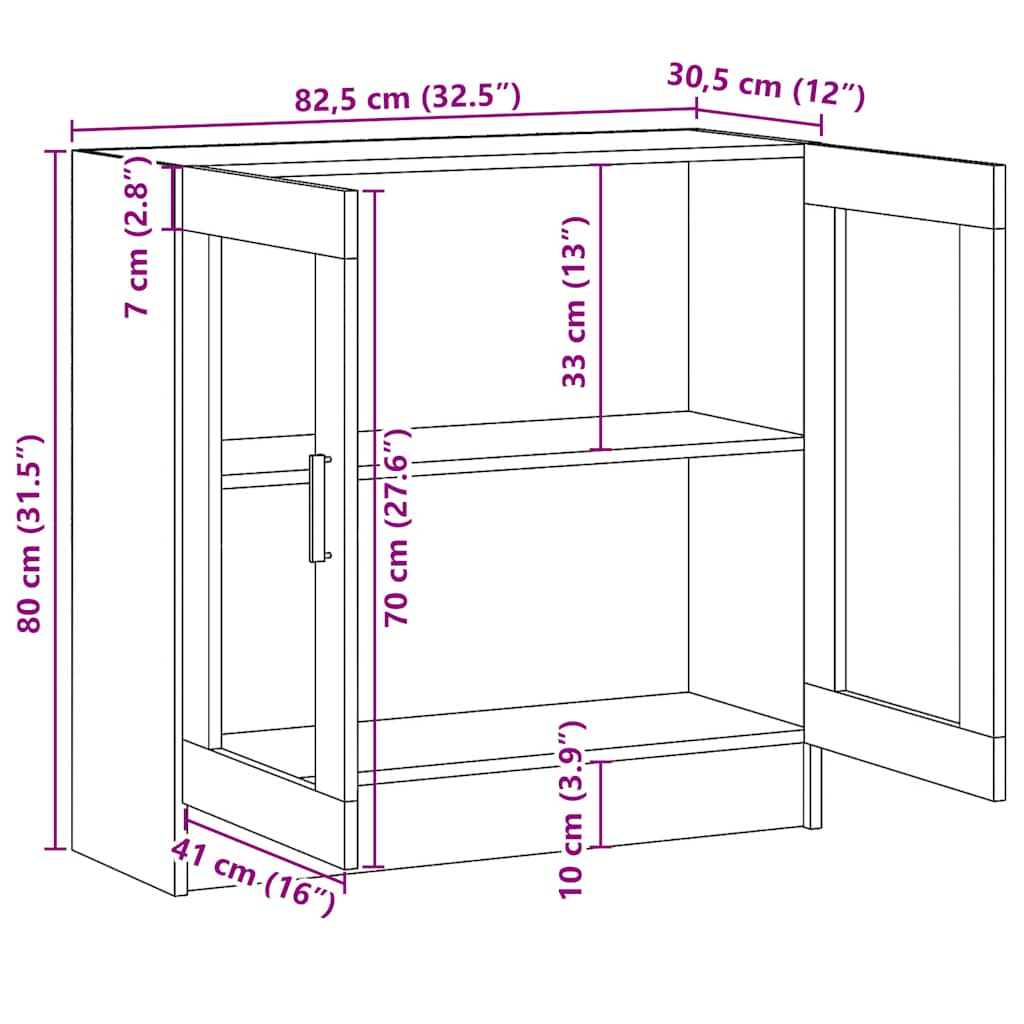Vitrine Cabinet White 82.5x30.5x80 cm Engineered Wood