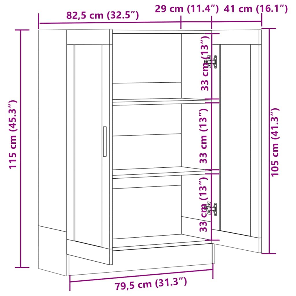 Vitrine Cabinet Black 82.5x30.5x115 cm Engineered Wood