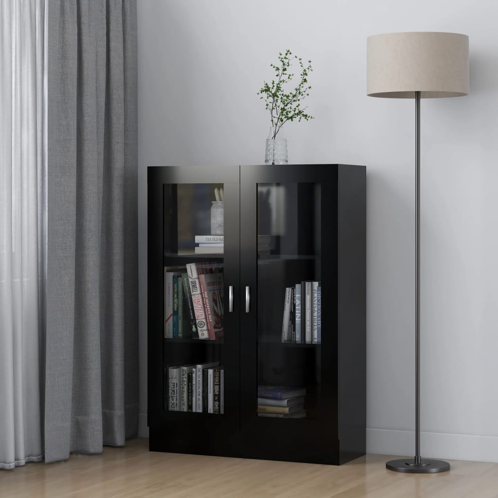 Vitrine Cabinet Black 82.5x30.5x115 cm Engineered Wood