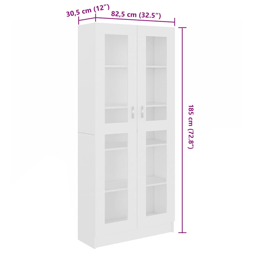 Vitrine Cabinet White 82.5x30.5x185 cm Engineered Wood