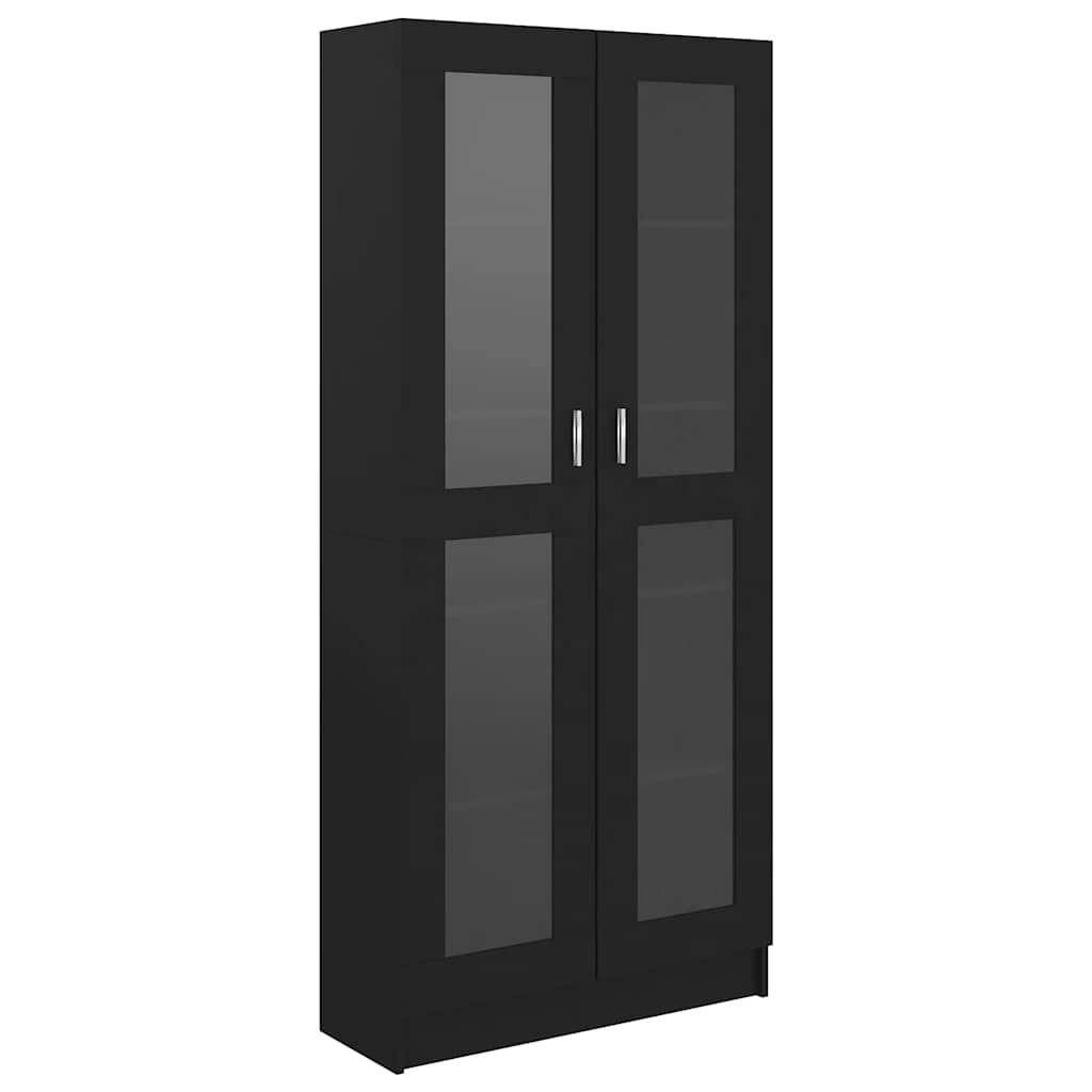 Vitrine Cabinet Black 82.5x30.5x185 cm Engineered Wood