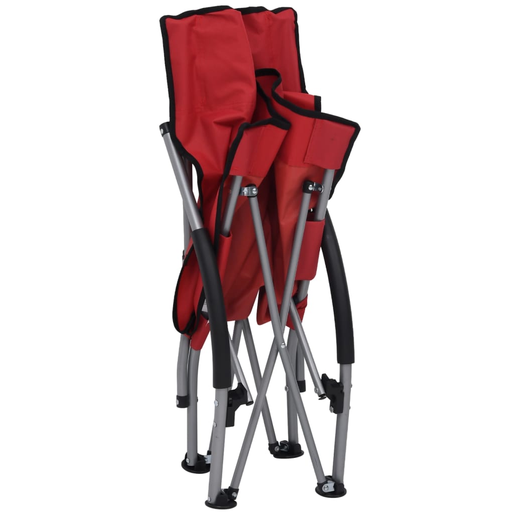 Folding Beach Chairs 2 pcs Red Fabric