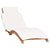 Folding Sun Lounger with Cream White Cushion Solid Teak Wood