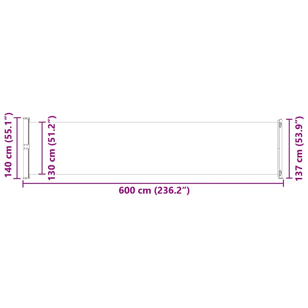 Patio Retractable Side Awning 140x600 cm Grey