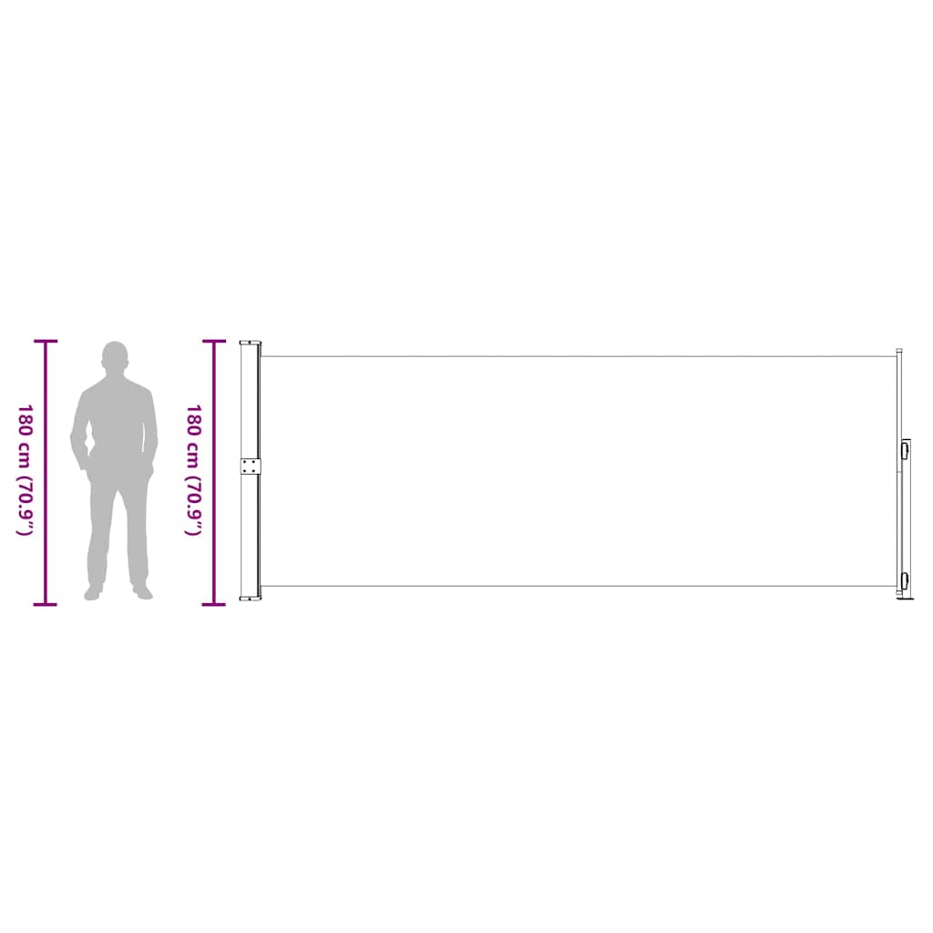 Patio Retractable Side Awning 180x500cm Black