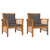 Sofa Chairs with Dark Grey Cushions 2 pcs Solid Wood Acacia