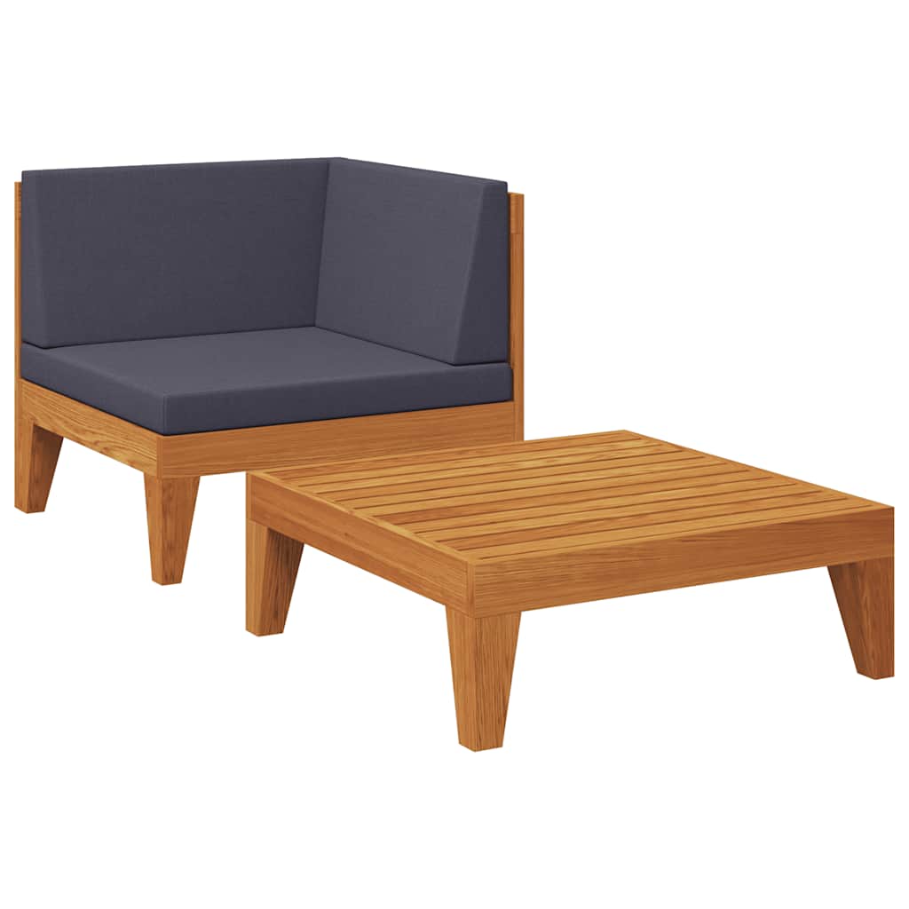 2 Piece Garden Lounge Set with Cushions Solid Acacia Wood