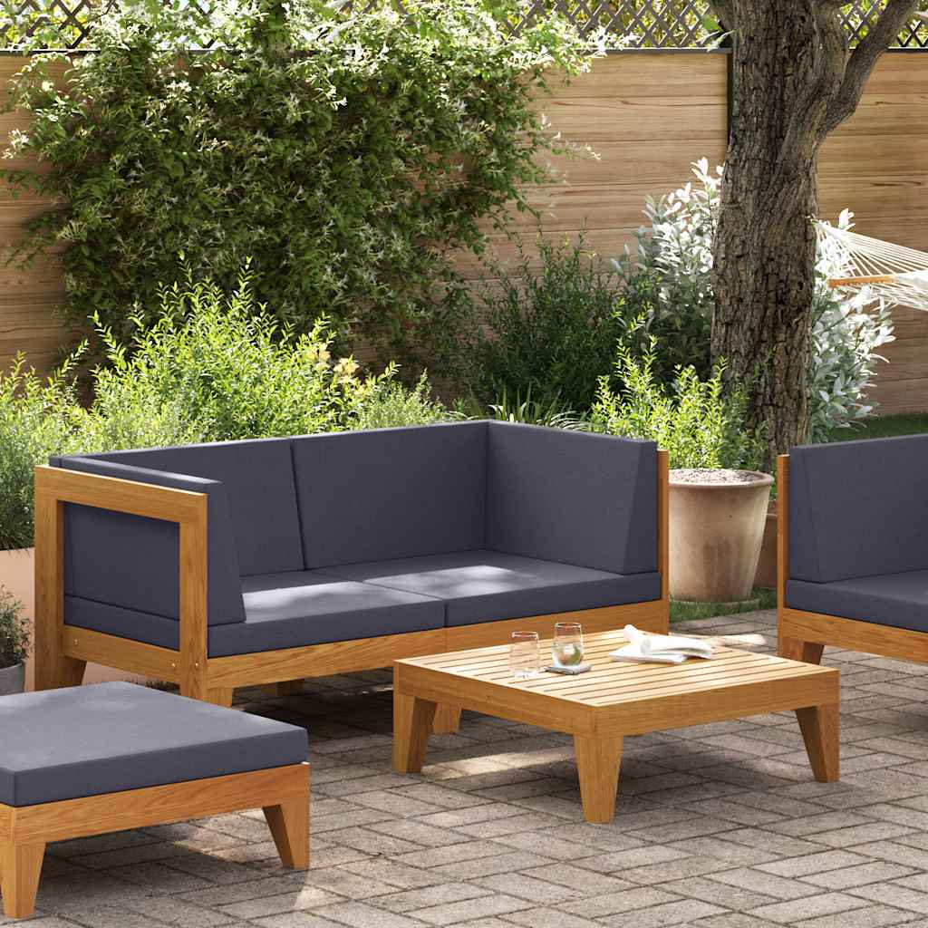 2 Piece Garden Lounge Set with Cushions Solid Acacia Wood