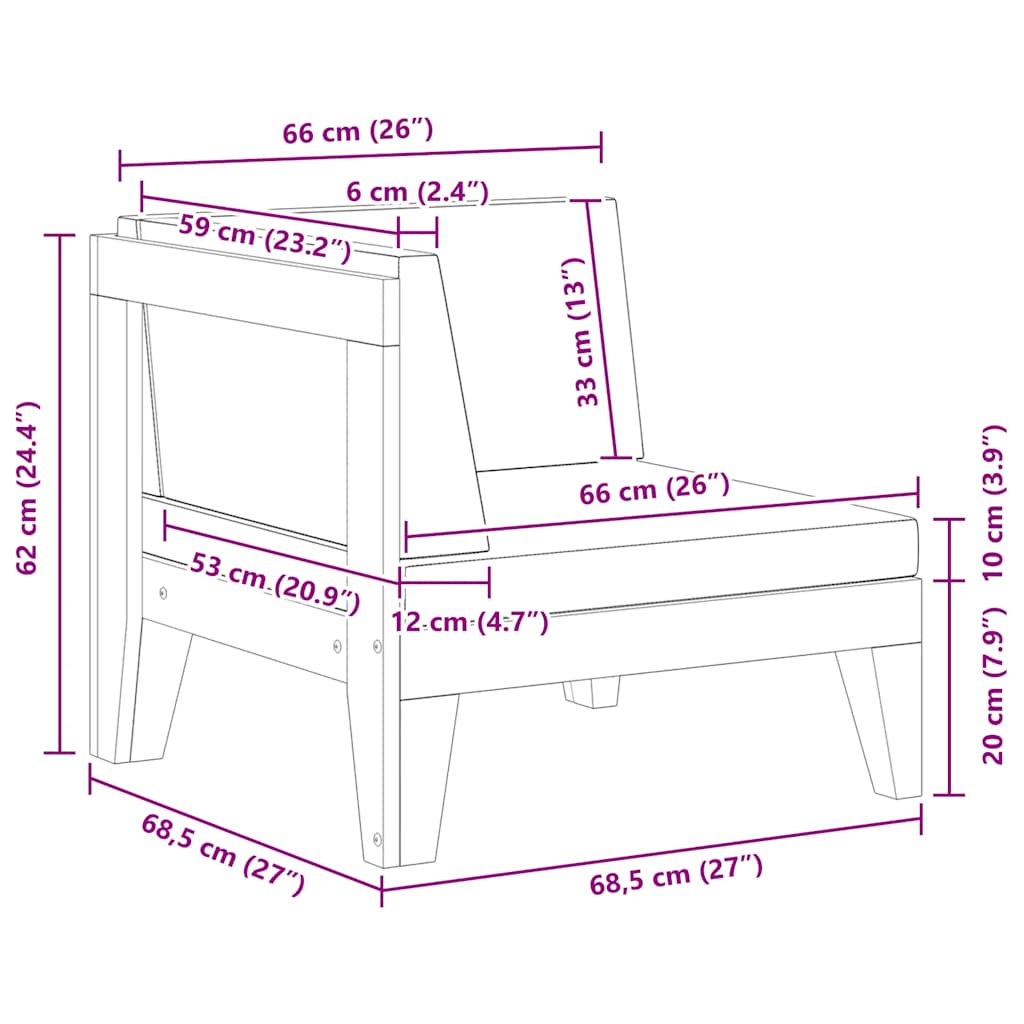 Sectional Corner Sofa & Cream White Cushions Solid Acacia Wood