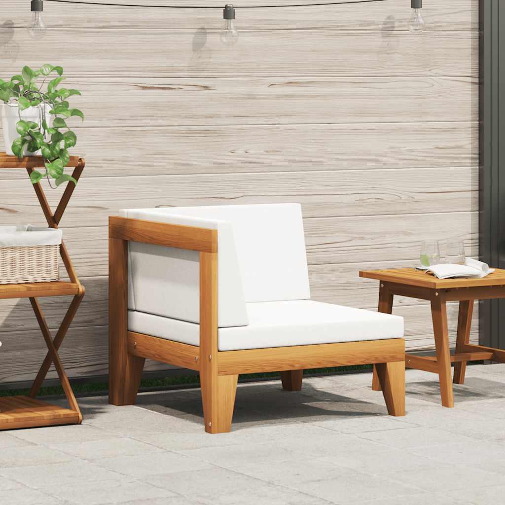 Sectional Corner Sofa &amp; Cream White Cushions Solid Acacia Wood