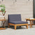 Sectional Middle Sofa with Dark Grey Cushions Solid Acacia Wood