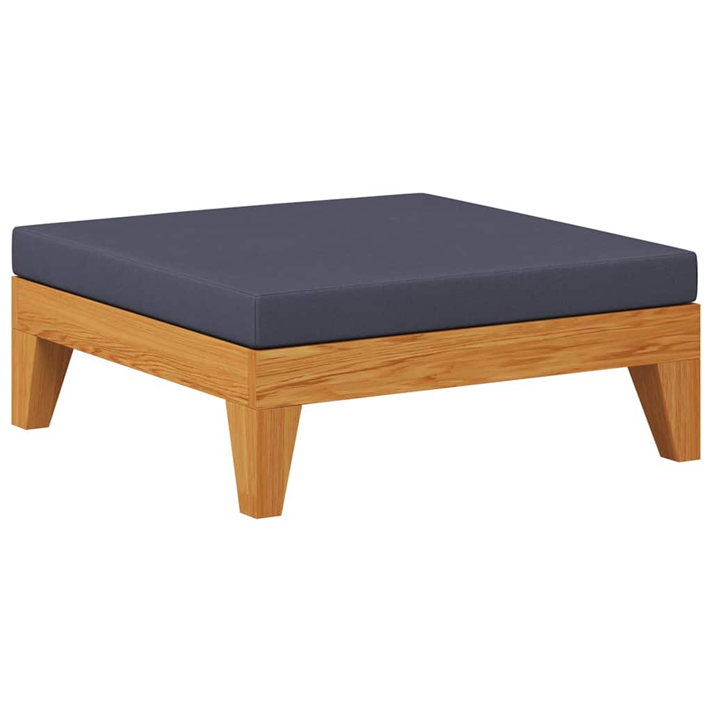 Sectional Footrest with Dark Grey Cushion Solid Acacia Wood