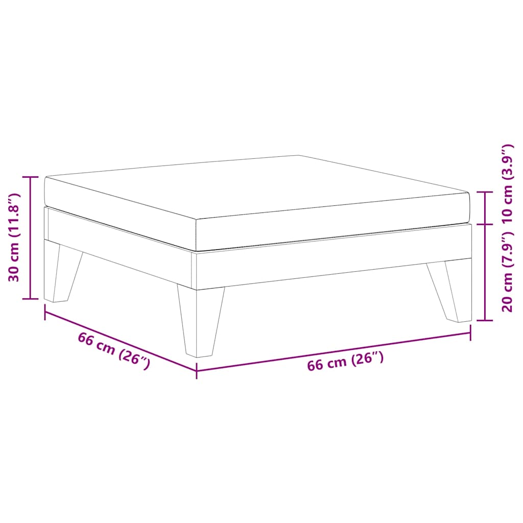 Sectional Footrest with Dark Grey Cushion Solid Acacia Wood