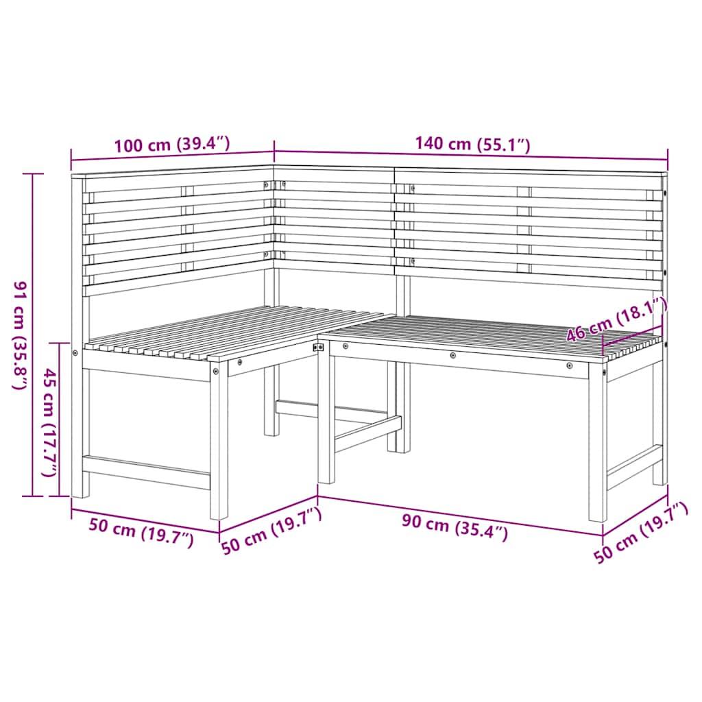 Garden Corner Bench 140 cm Solid Acacia Wood