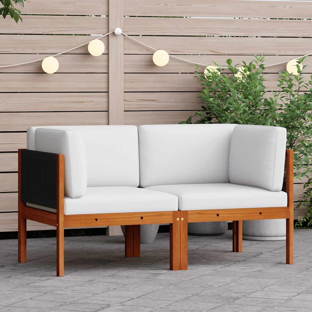 Garden Corner Sofas 2 pcs with Cushions Wood Acacia&amp;Rope