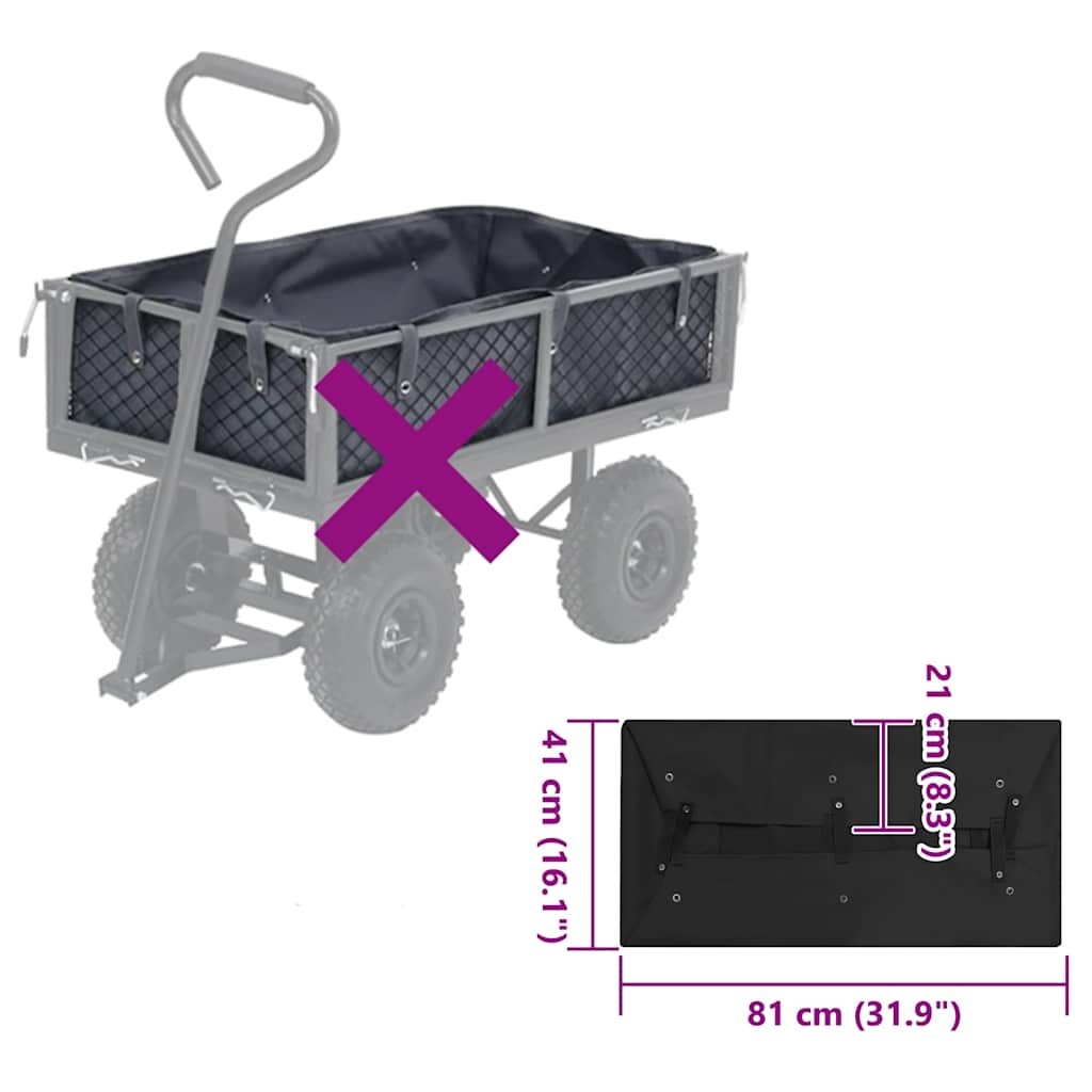 Garden Cart Liner Black 81x41x21 cm Fabric