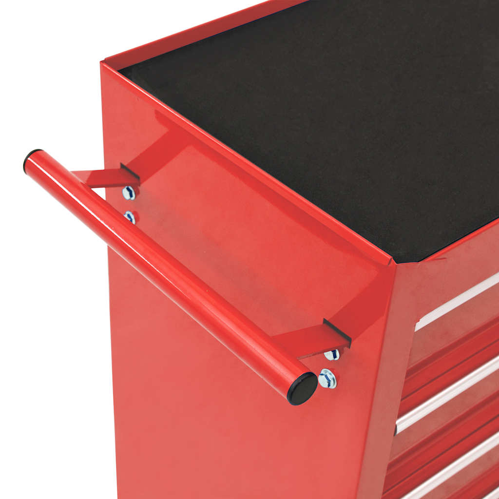 Tool Trolley with 15 Drawers Steel Red