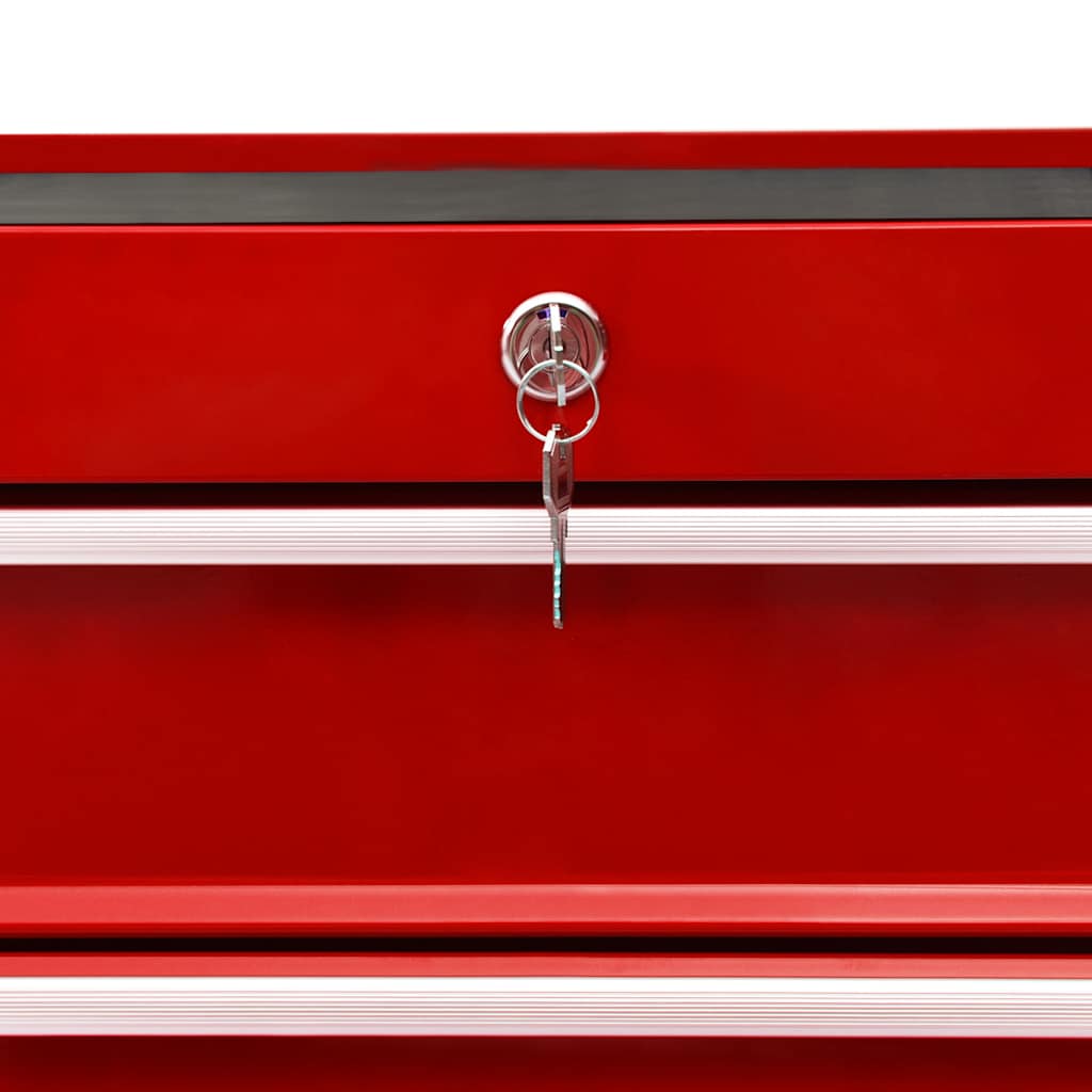 Tool Trolley with 15 Drawers Steel Red