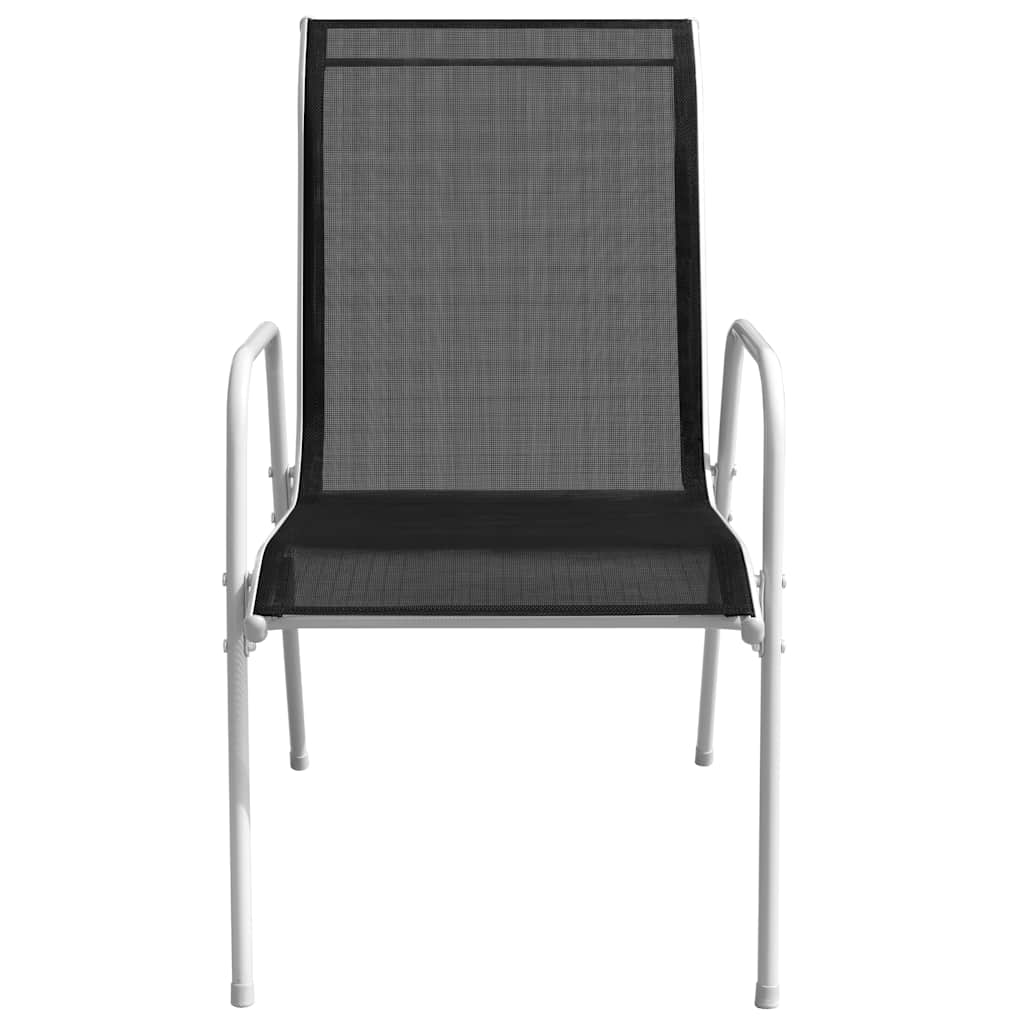 Stackable Garden Chairs 2 pcs Steel and Textilene Black