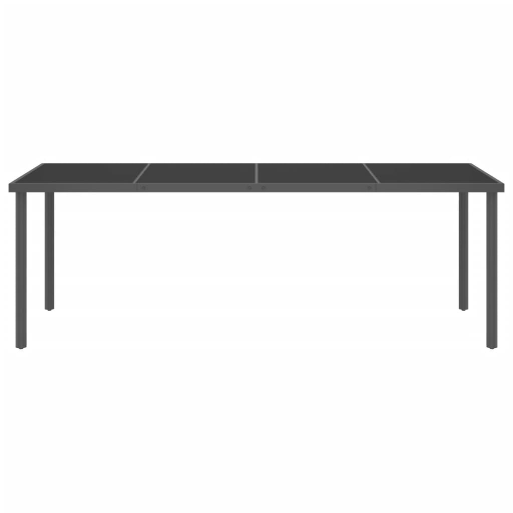Outdoor Dining Table Anthracite 220x90x75 cm Steel and Glass