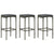 Bar Stools with Cushions 3 pcs Grey Poly Rattan