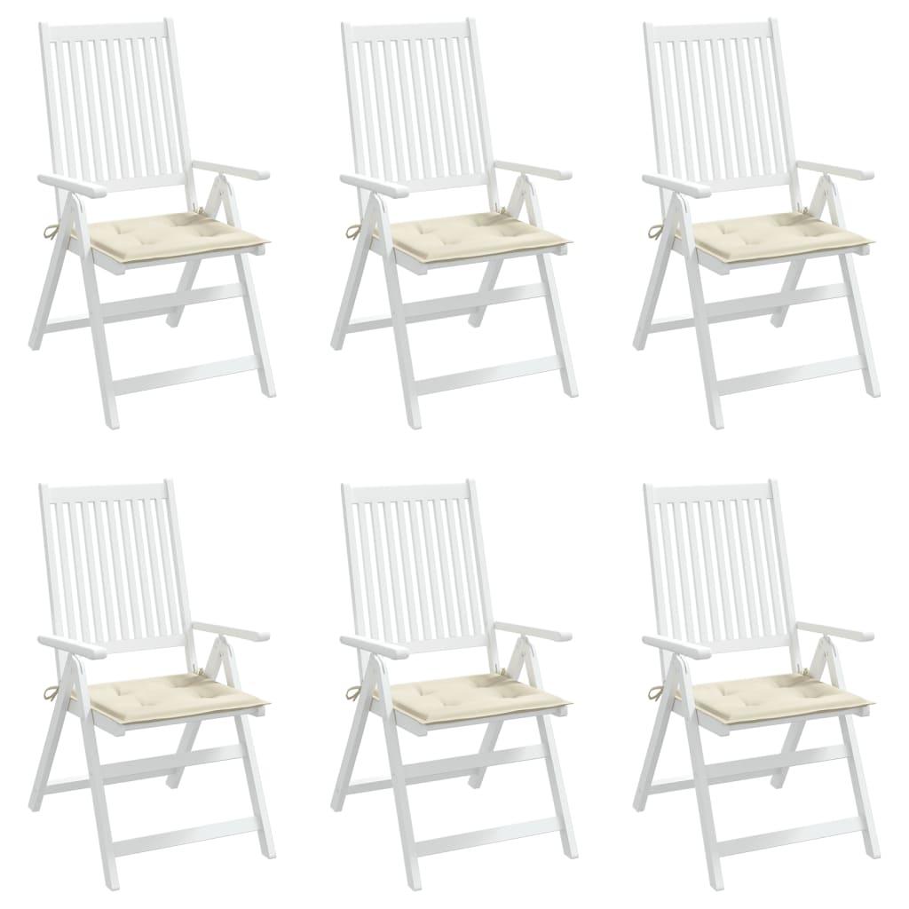 Garden Chair Cushions 6 pcs Cream 40x40x3 cm Oxford Fabric