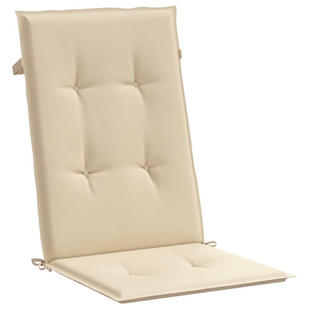 Garden Highback Chair Cushions 6 pcs Beige 120x50x3 cm Fabric