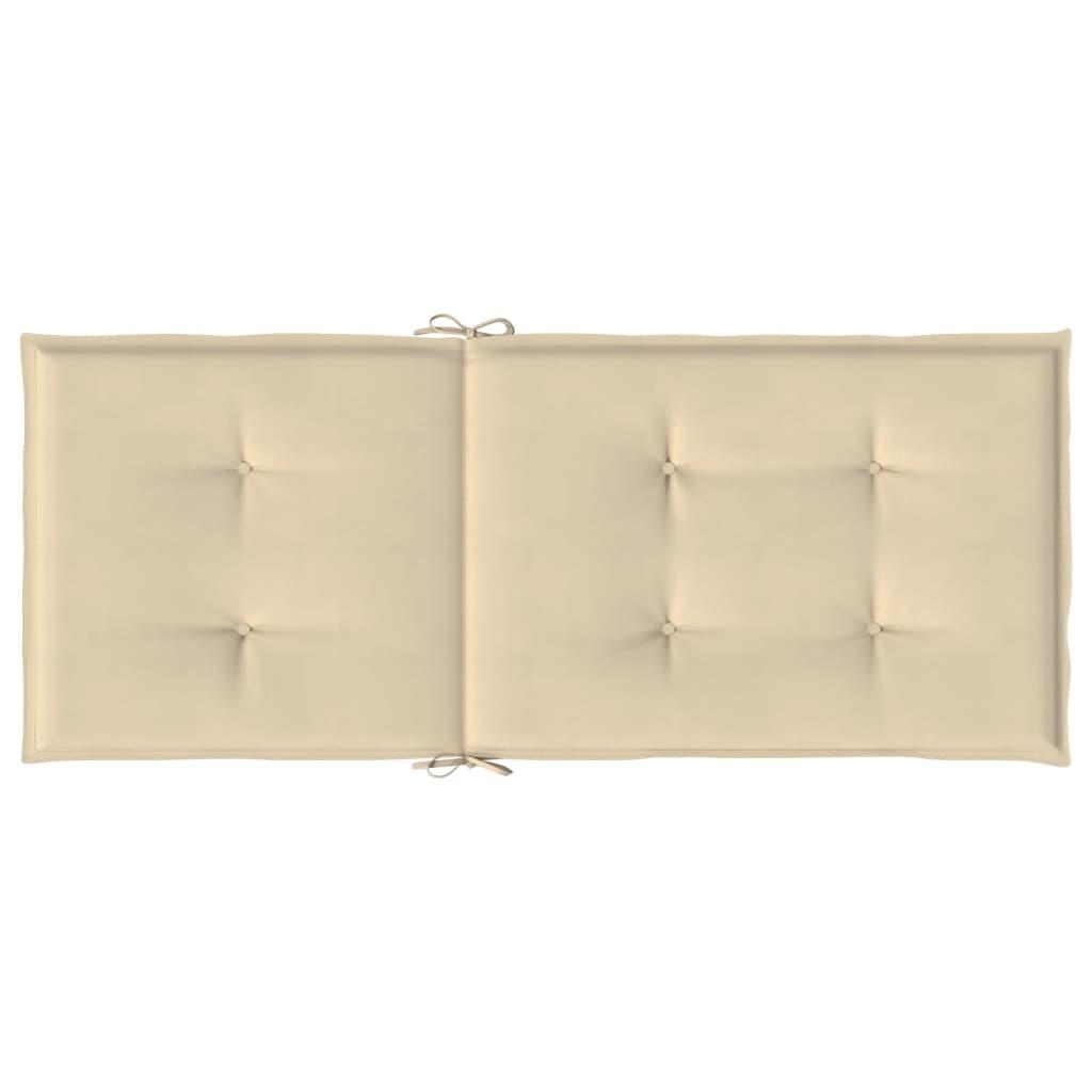 Garden Highback Chair Cushions 6 pcs Beige 120x50x3 cm Fabric