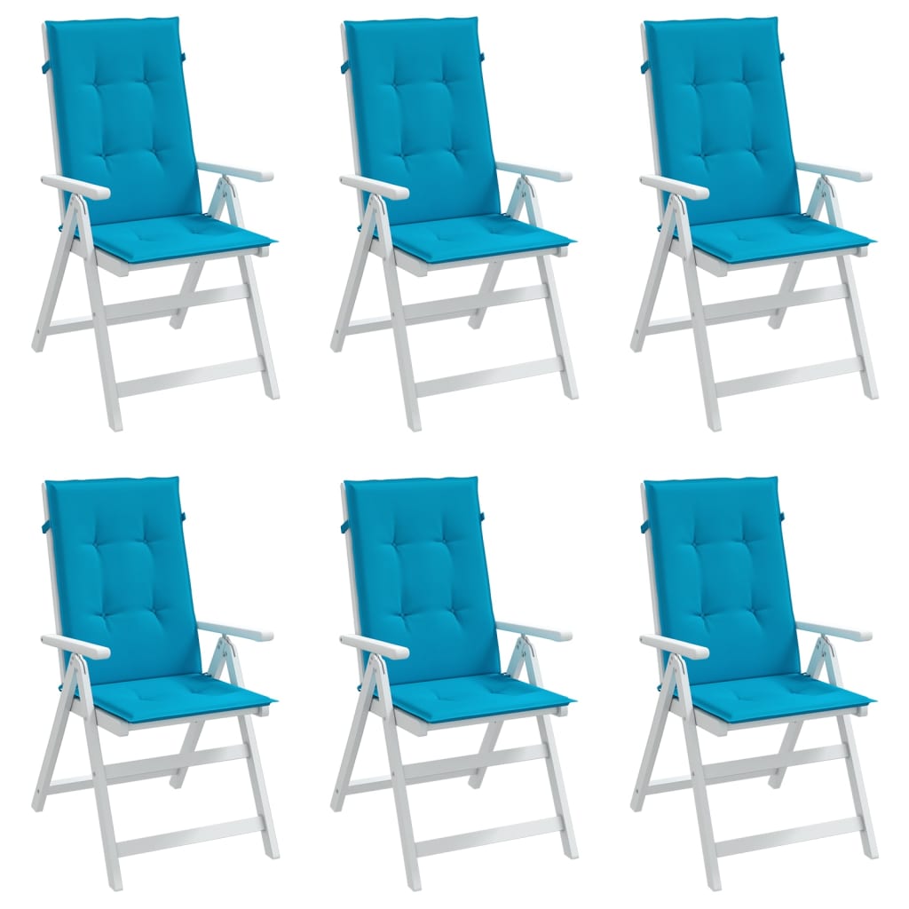 Garden Highback Chair Cushions 6 pcs Blue 120x50x3 cm Fabric