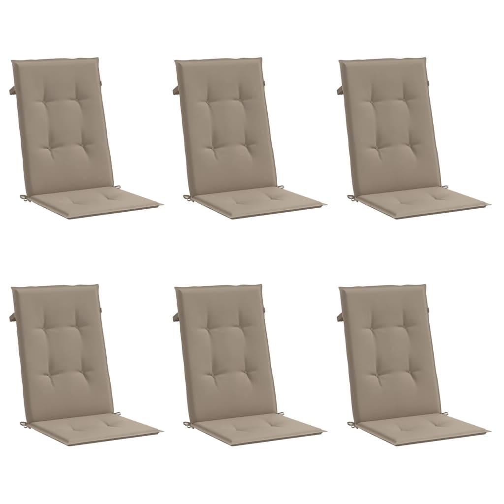 Garden Highback Chair Cushions 6 pcs Taupe 120x50x3 cm Fabric