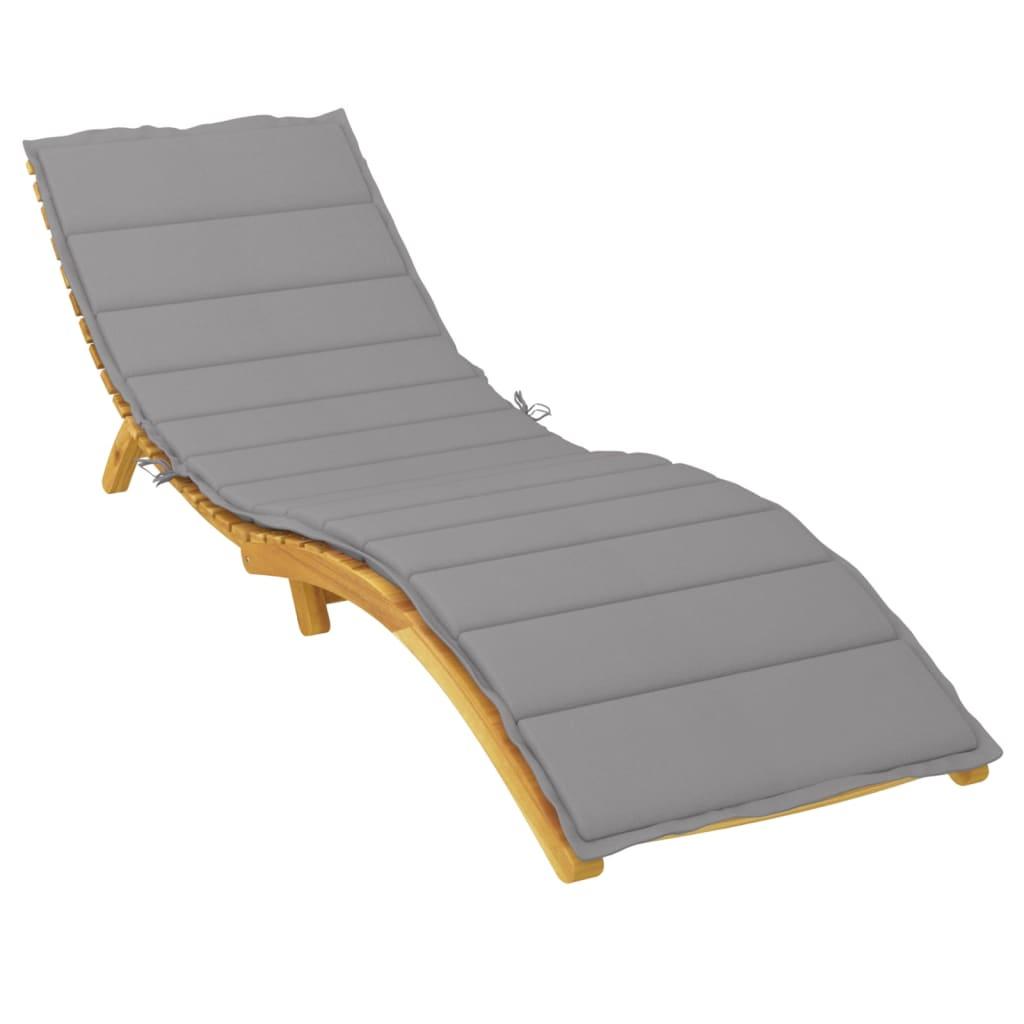 Sun Lounger Cushion Grey 200x60x3cm Oxford Fabric
