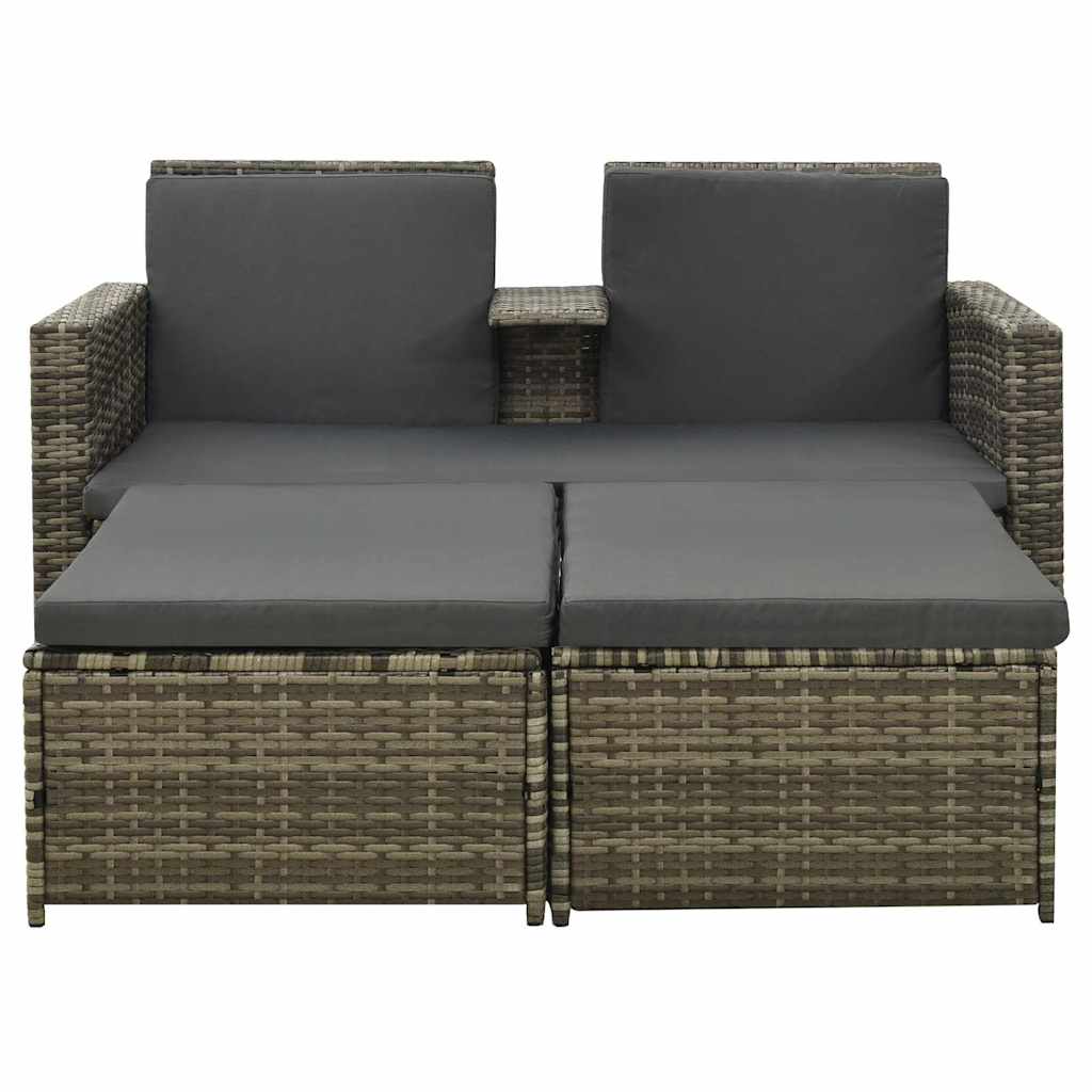 3 Piece Garden Lounge Set with Cushions Poly Rattan Grey