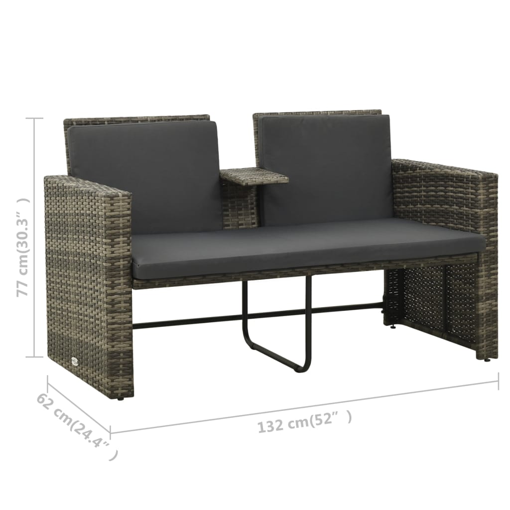 3 Piece Garden Lounge Set with Cushions Poly Rattan Grey