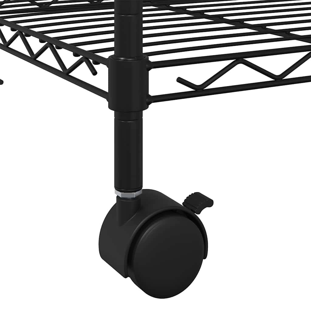 5-Tier Storage Shelf with Wheels 75x35x155 cm Black 250 kg
