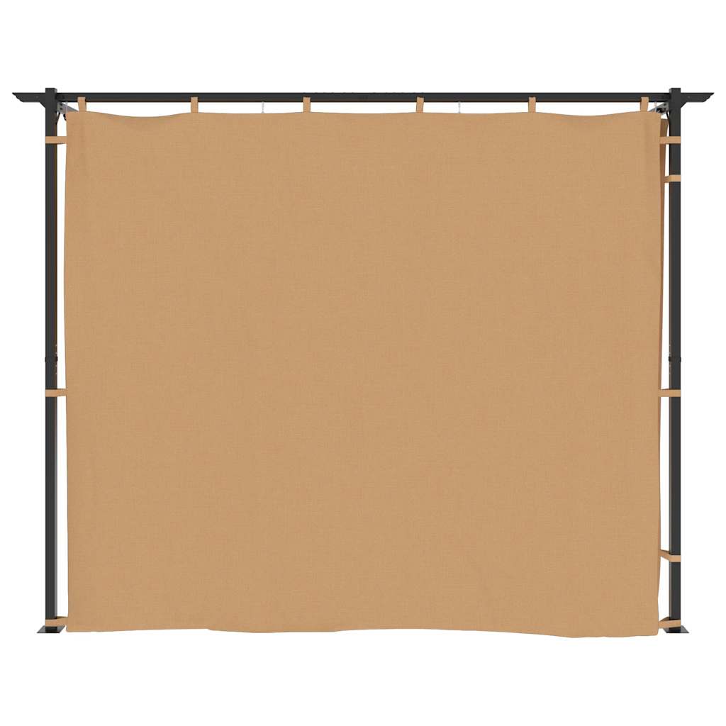 Gazebo with Curtains 6x3 m Taupe Steel